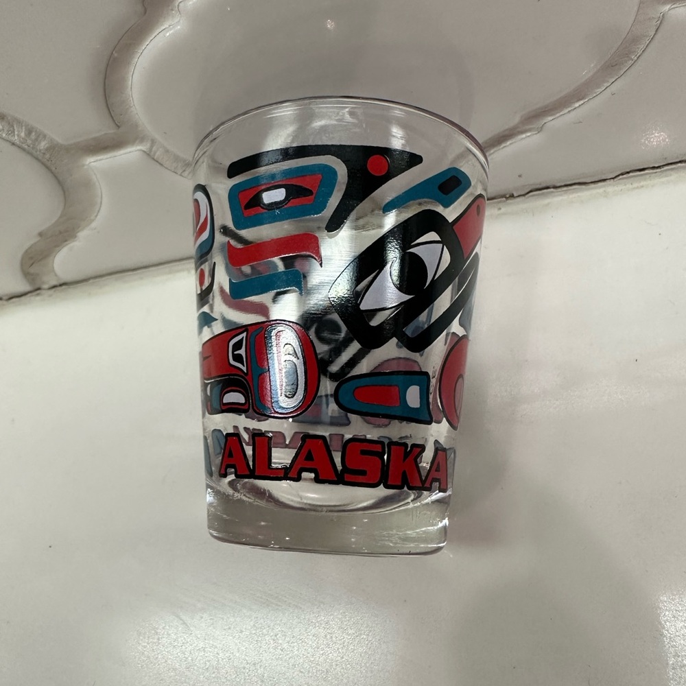 Alaska Thunderbird Themed Glass with Multicolor Design